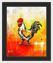 Colorful Rooster on Abstract Background - Framed Print