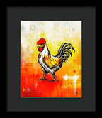 Colorful Rooster on Abstract Background - Framed Print