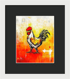Colorful Rooster on Abstract Background - Framed Print