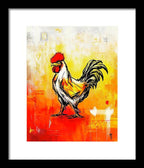 Colorful Rooster on Abstract Background - Framed Print