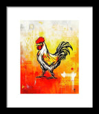 Colorful Rooster on Abstract Background - Framed Print