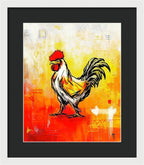 Colorful Rooster on Abstract Background - Framed Print
