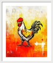 Colorful Rooster on Abstract Background - Framed Print