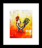 Colorful Rooster on Abstract Background - Framed Print