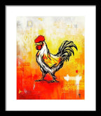 Colorful Rooster on Abstract Background - Framed Print