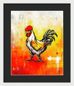 Colorful Rooster on Abstract Background - Framed Print