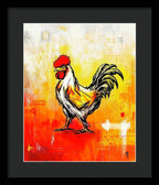 Colorful Rooster on Abstract Background - Framed Print