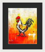 Colorful Rooster on Abstract Background - Framed Print