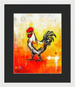Colorful Rooster on Abstract Background - Framed Print