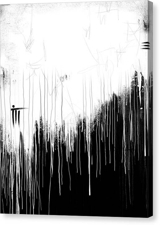 Monochrome Drip Abstract - Canvas Print