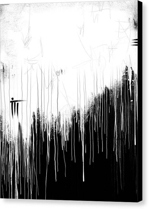 Monochrome Drip Abstract - Canvas Print