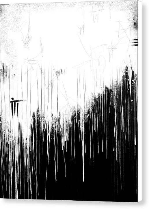 Monochrome Drip Abstract - Canvas Print