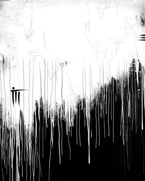Monochrome Drip Abstract - Art Print