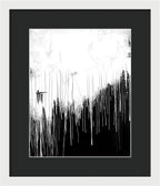 Monochrome Drip Abstract - Framed Print