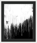 Monochrome Drip Abstract - Framed Print