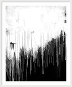 Monochrome Drip Abstract - Framed Print