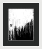 Monochrome Drip Abstract - Framed Print