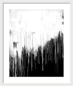 Monochrome Drip Abstract - Framed Print