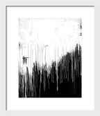 Monochrome Drip Abstract - Framed Print