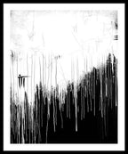 Monochrome Drip Abstract - Framed Print