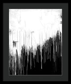 Monochrome Drip Abstract - Framed Print
