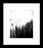 Monochrome Drip Abstract - Framed Print