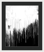 Monochrome Drip Abstract - Framed Print