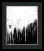 Monochrome Drip Abstract - Framed Print