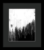 Monochrome Drip Abstract - Framed Print