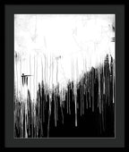 Monochrome Drip Abstract - Framed Print