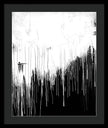 Monochrome Drip Abstract - Framed Print