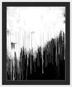 Monochrome Drip Abstract - Framed Print