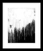 Monochrome Drip Abstract - Framed Print