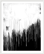 Monochrome Drip Abstract - Framed Print