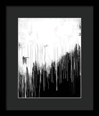 Monochrome Drip Abstract - Framed Print