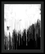 Monochrome Drip Abstract - Framed Print