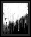 Monochrome Drip Abstract - Framed Print