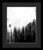 Monochrome Drip Abstract - Framed Print