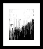 Monochrome Drip Abstract - Framed Print