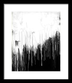 Monochrome Drip Abstract - Framed Print