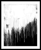 Monochrome Drip Abstract - Framed Print