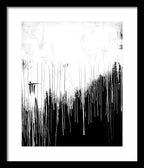 Monochrome Drip Abstract - Framed Print