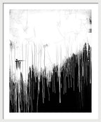 Monochrome Drip Abstract - Framed Print