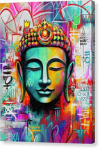 Vibrant Buddha Head in Graffiti Style - Canvas Print