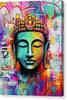 Vibrant Buddha Head in Graffiti Style - Canvas Print