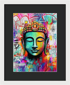 Vibrant Buddha Head in Graffiti Style - Framed Print