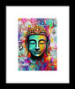 Vibrant Buddha Head in Graffiti Style - Framed Print