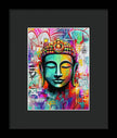 Vibrant Buddha Head in Graffiti Style - Framed Print