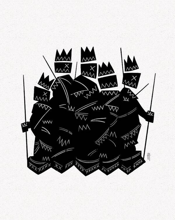 Warriors - Black and White - Art Print