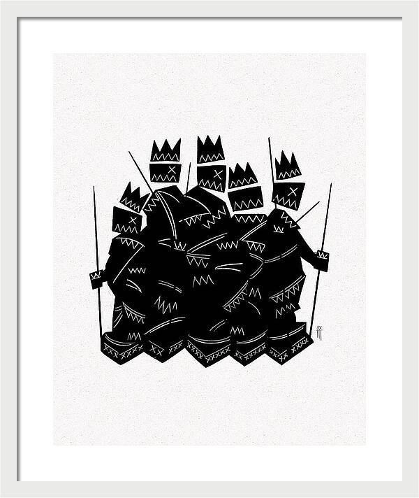 Warriors - Black and White - Framed Print